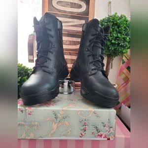 Black Boots Side Zip & Lace up